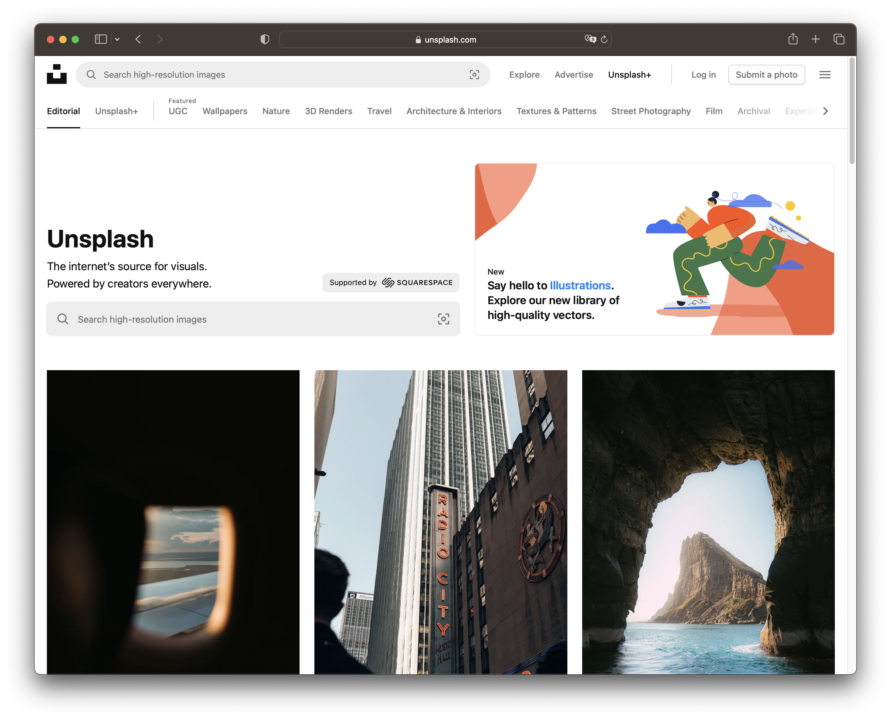 Unsplash (site overview)